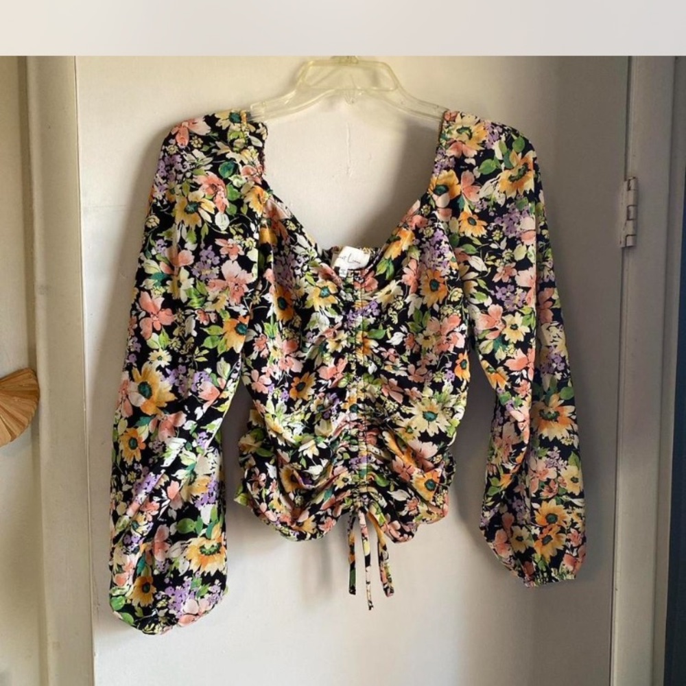 Floral Print Ruched Crop Top
